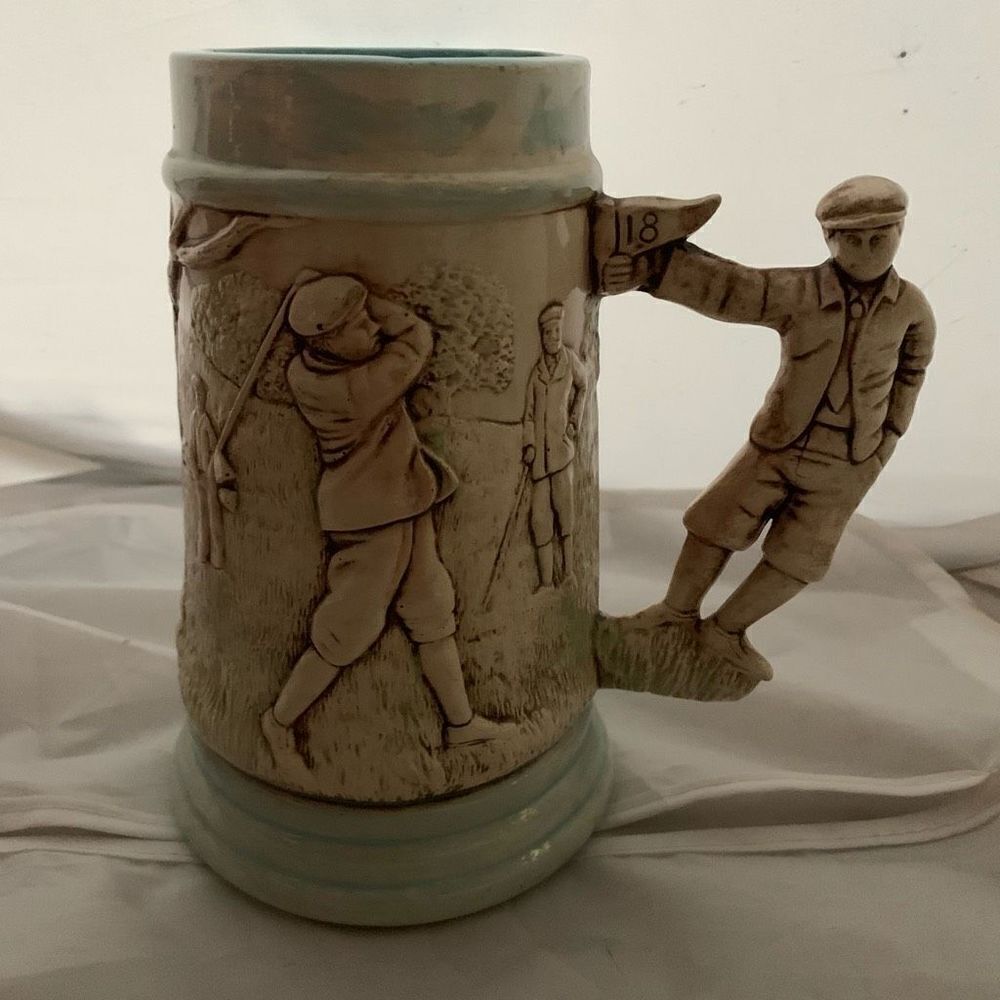 Vintage Hershey Mold Ceramic Golfer Beer Stein